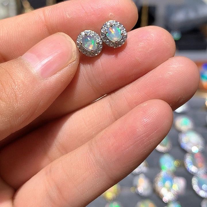 欧泊合金欧泊耳钉