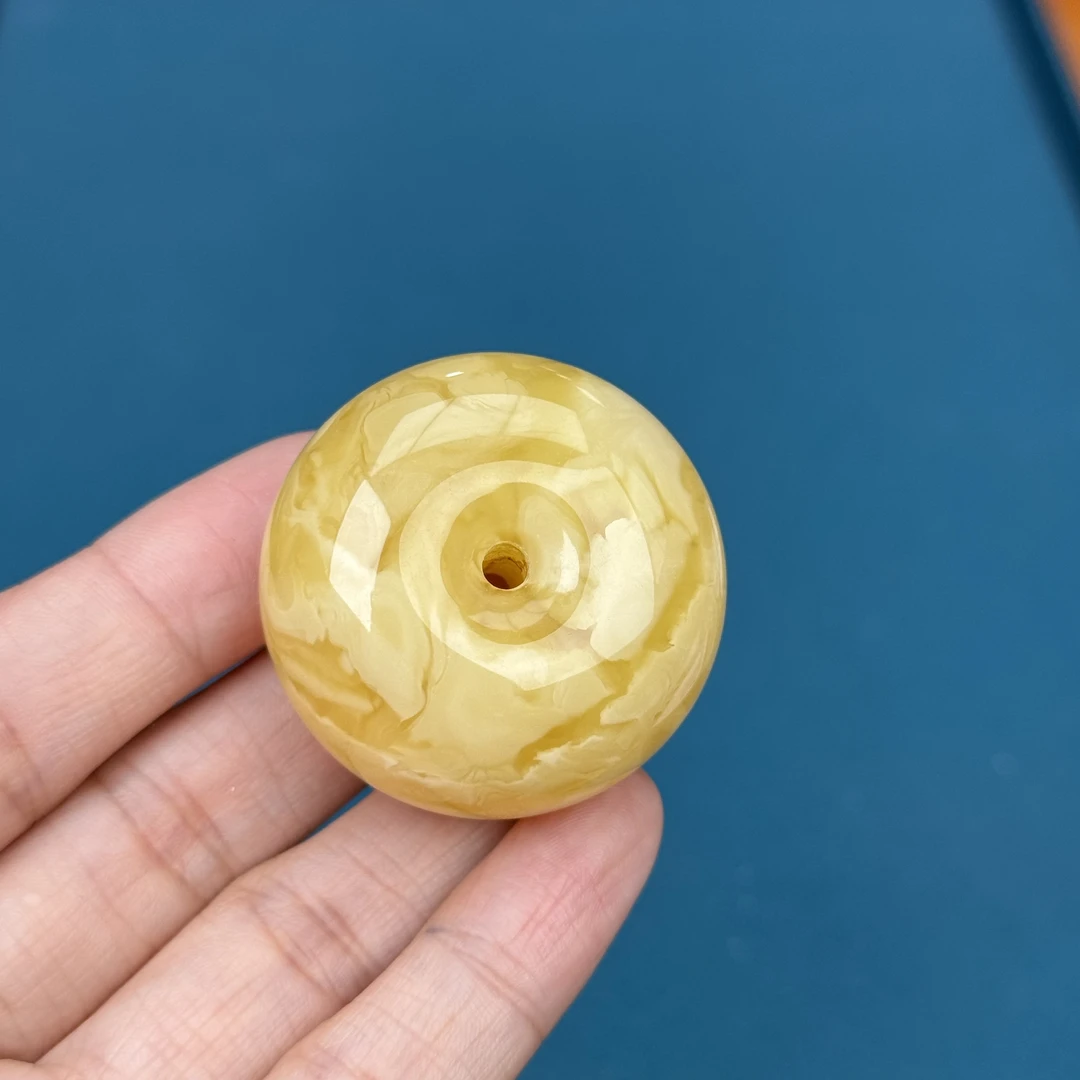 Y2814天然原矿蜜蜡 浓蜡妖花平安扣 36*22mm抖音基地质检发货