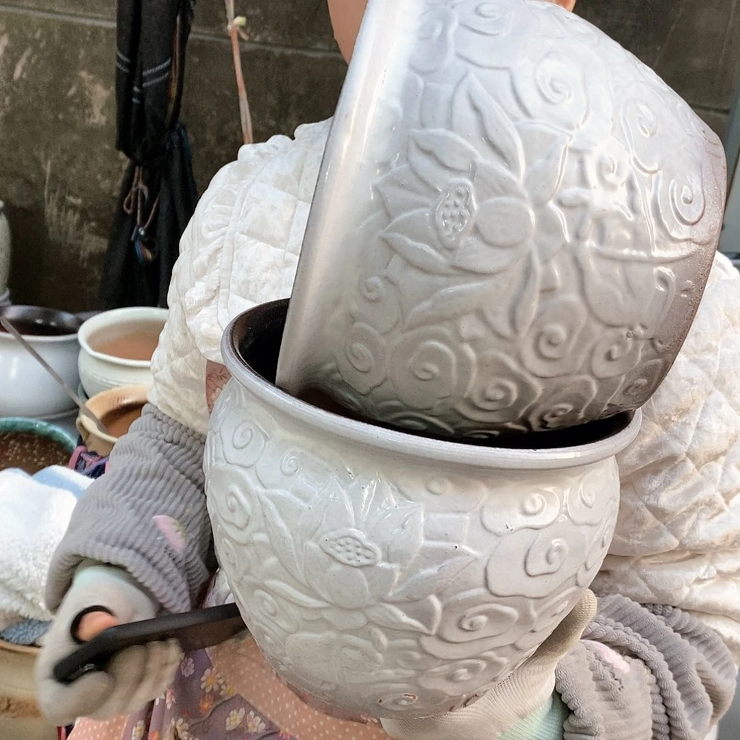 紫砂花盆瑕疵口20高16瑕疵