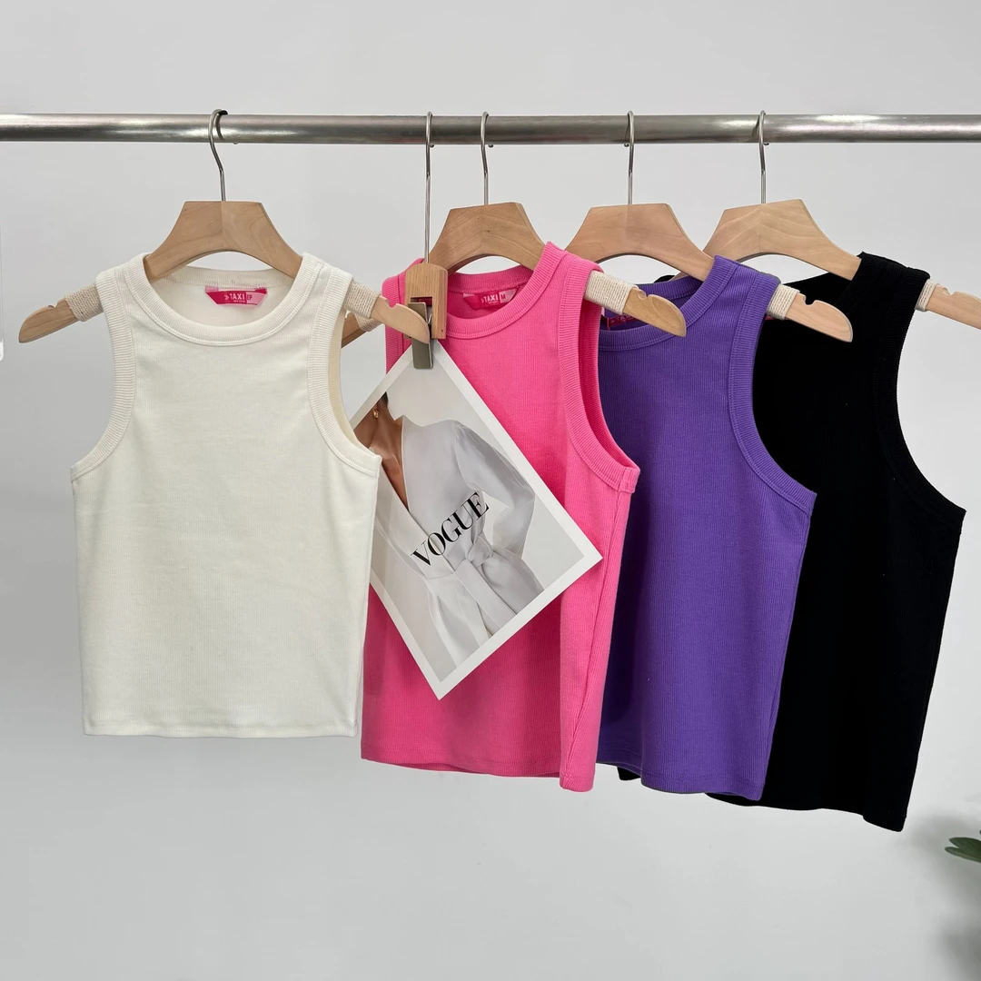 B308工字吊带背心女夏季新款修身短款无袖外穿小众设计感打底内搭