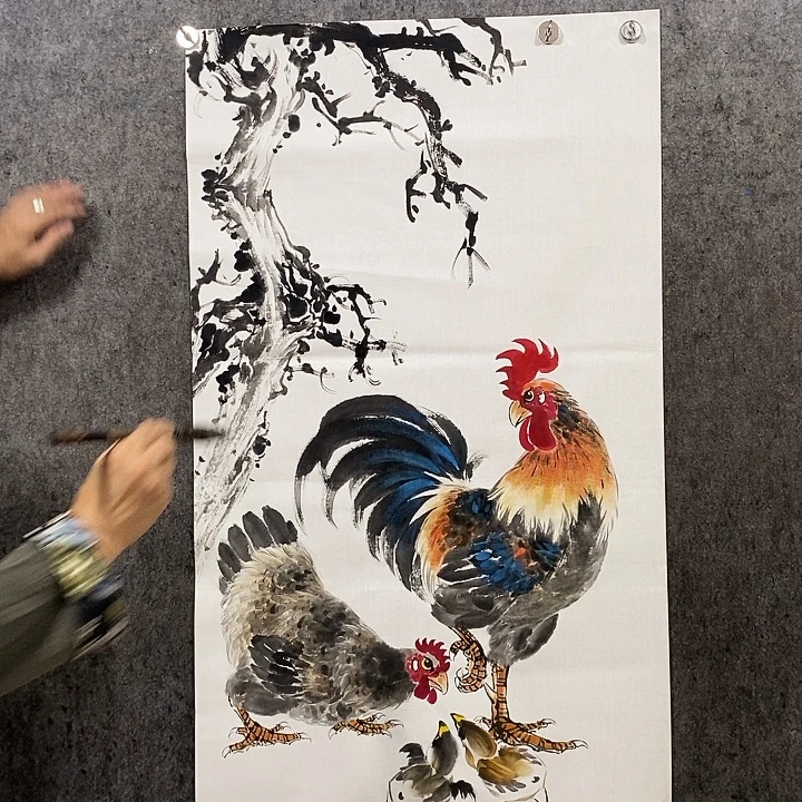 国画张松平国画大公鸡