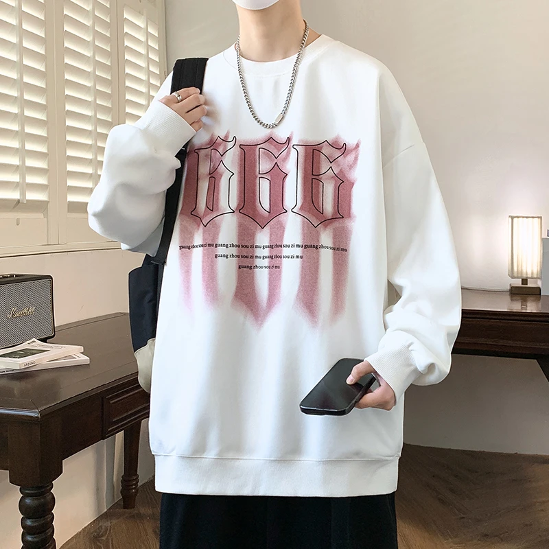 2025春季新款青少年男生宽松休闲长袖印花卫衣男装打底衫