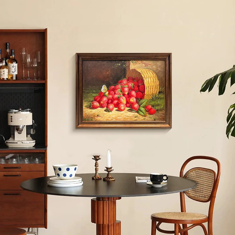 【溢彩莓香】纯手绘油画草莓法式餐厅画中古风客厅装饰画卧室床头画
