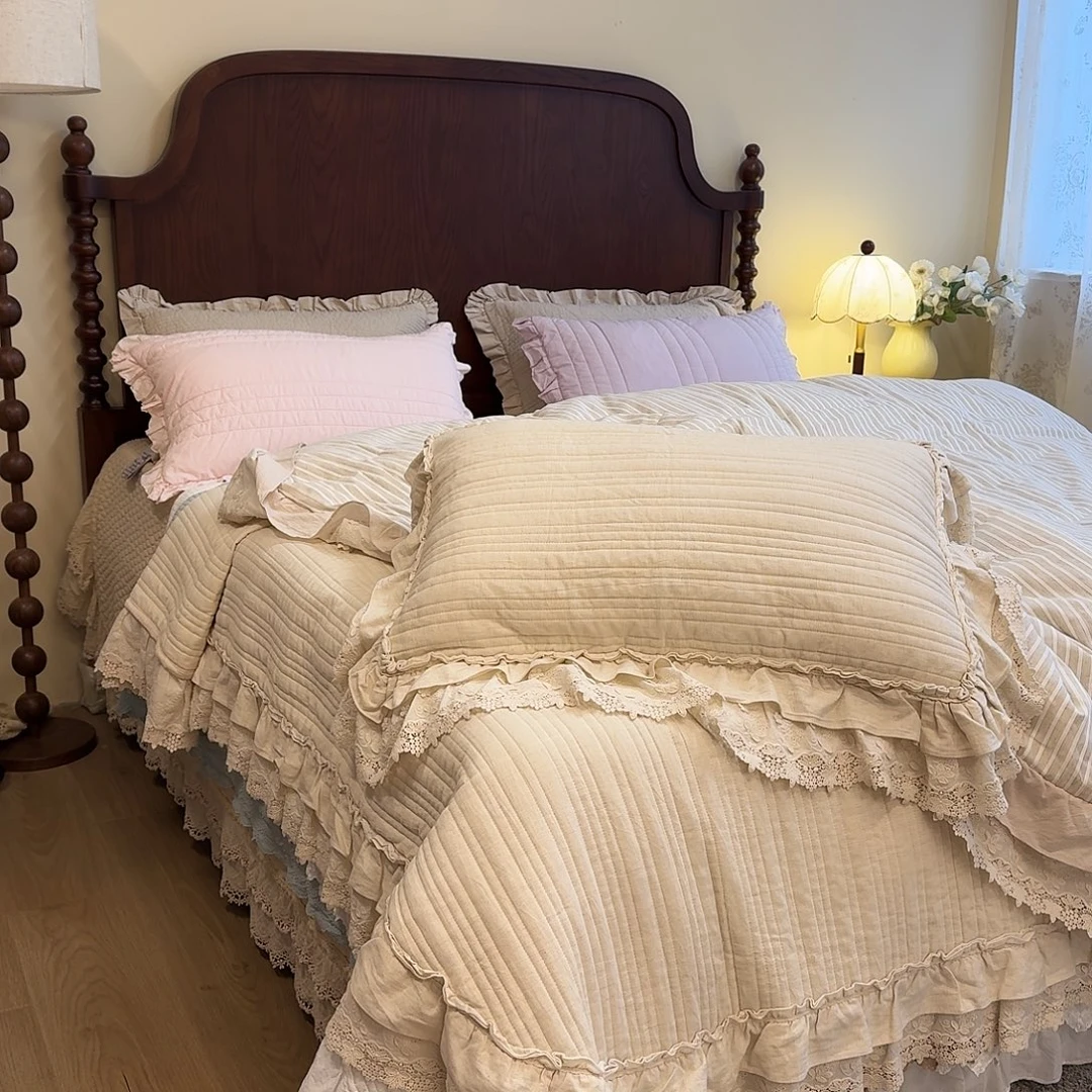 棉棉麻花边三件套