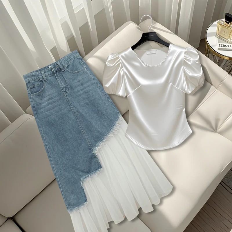 2025夏季新款网红时尚女装洋气独特漂亮上衣设计感小众a字半身裙