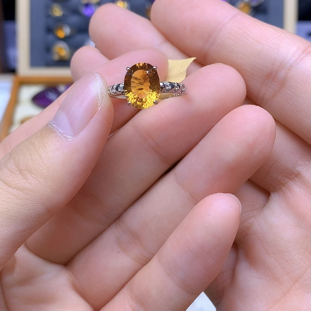 偏***宠珠宝半成品黄晶银S925镶嵌