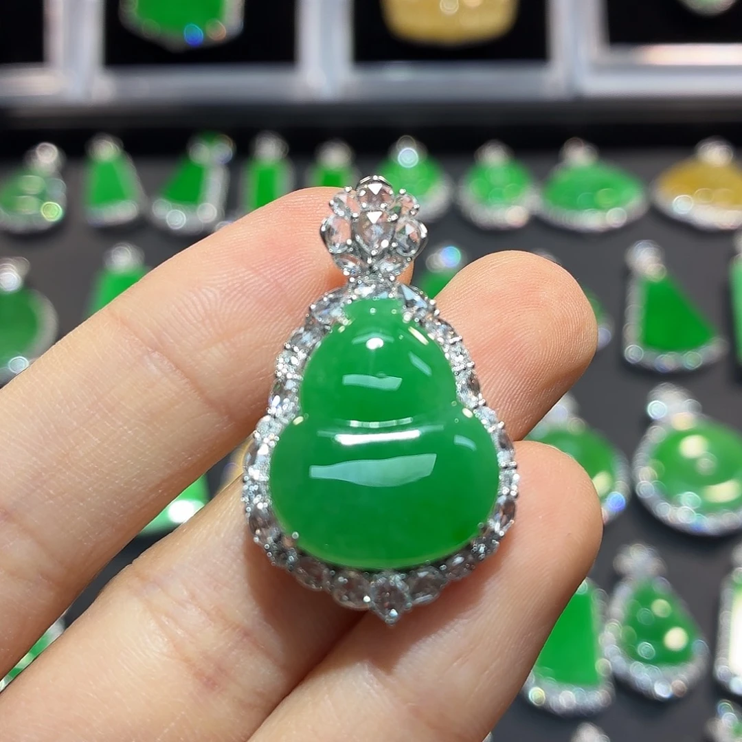 翡翠18K金镶嵌吊坠(不含链)翡翠