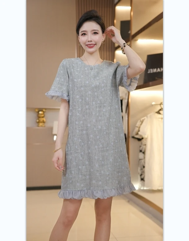 【晓卓专属】夏季新款时尚百搭休闲泡泡袖波点连衣裙显瘦气质