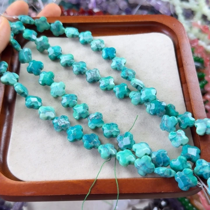 查罗石合金散珠卡12松切面四叶草半条