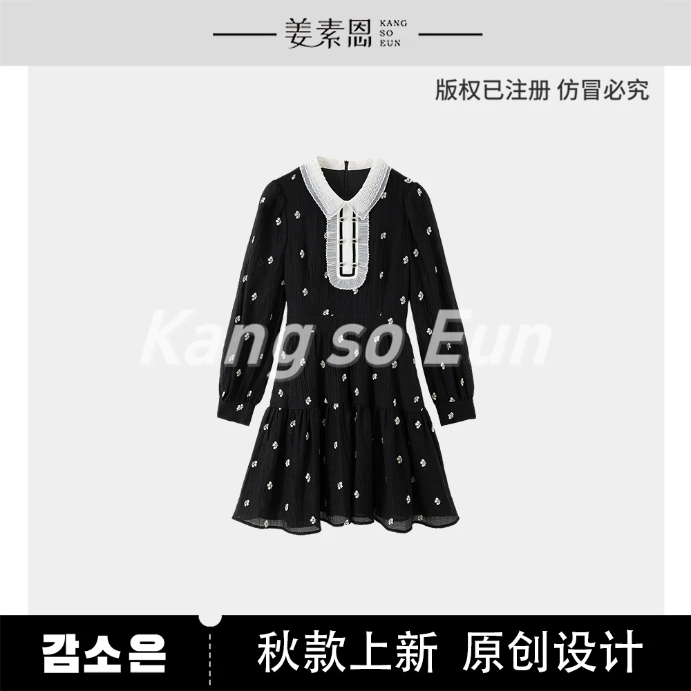 【小铃铛】【暮光花影】高级绣花设计感秋季新款连衣裙GY53072034