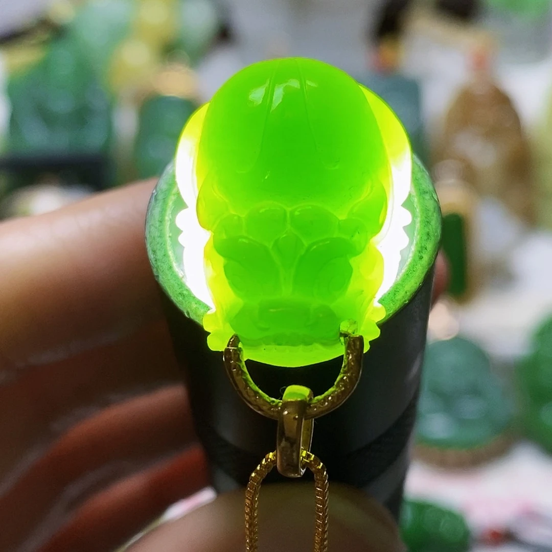 和田玉（碧玉）18K金镶嵌颈饰