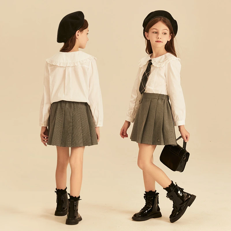 PawinPaw卡通小熊童装春款新款女童学院风纯棉长袖衬衫PCBAE1121K