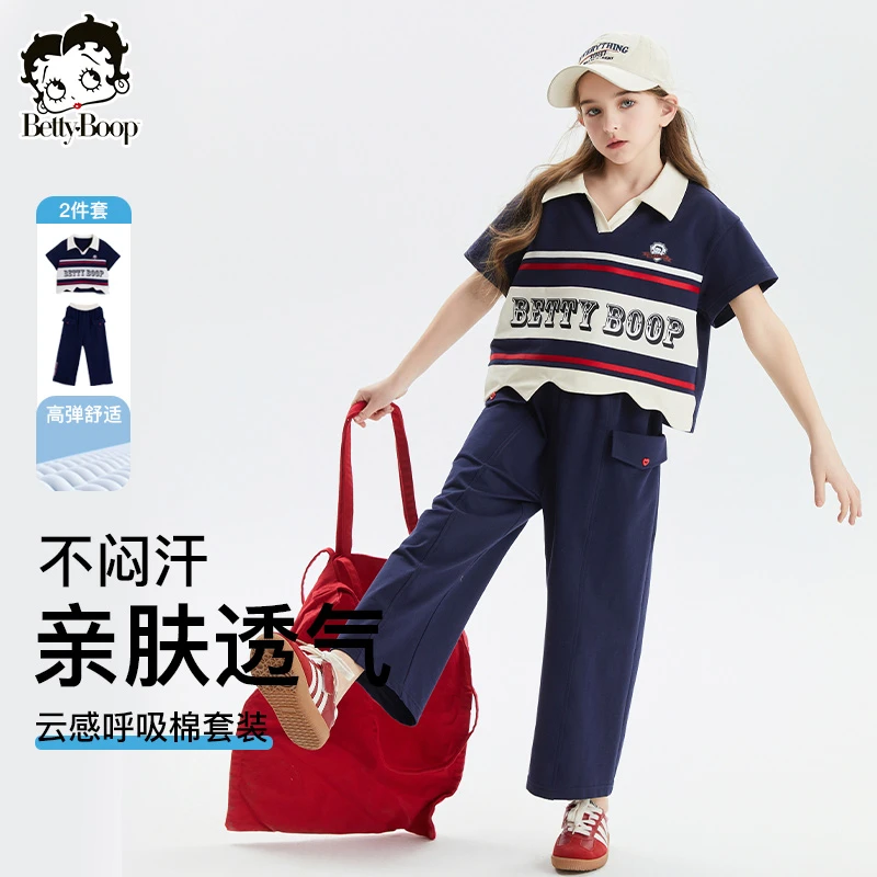 贝蒂童装女童夏季运动POLO领短袖裤子套装2025年儿童两件套25223