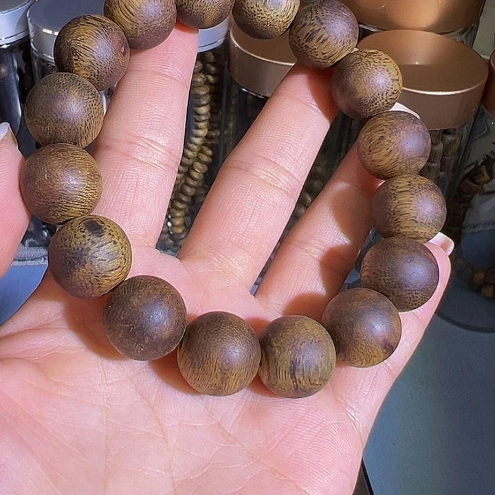 沉香手串九九沉圆珠单圈1.418