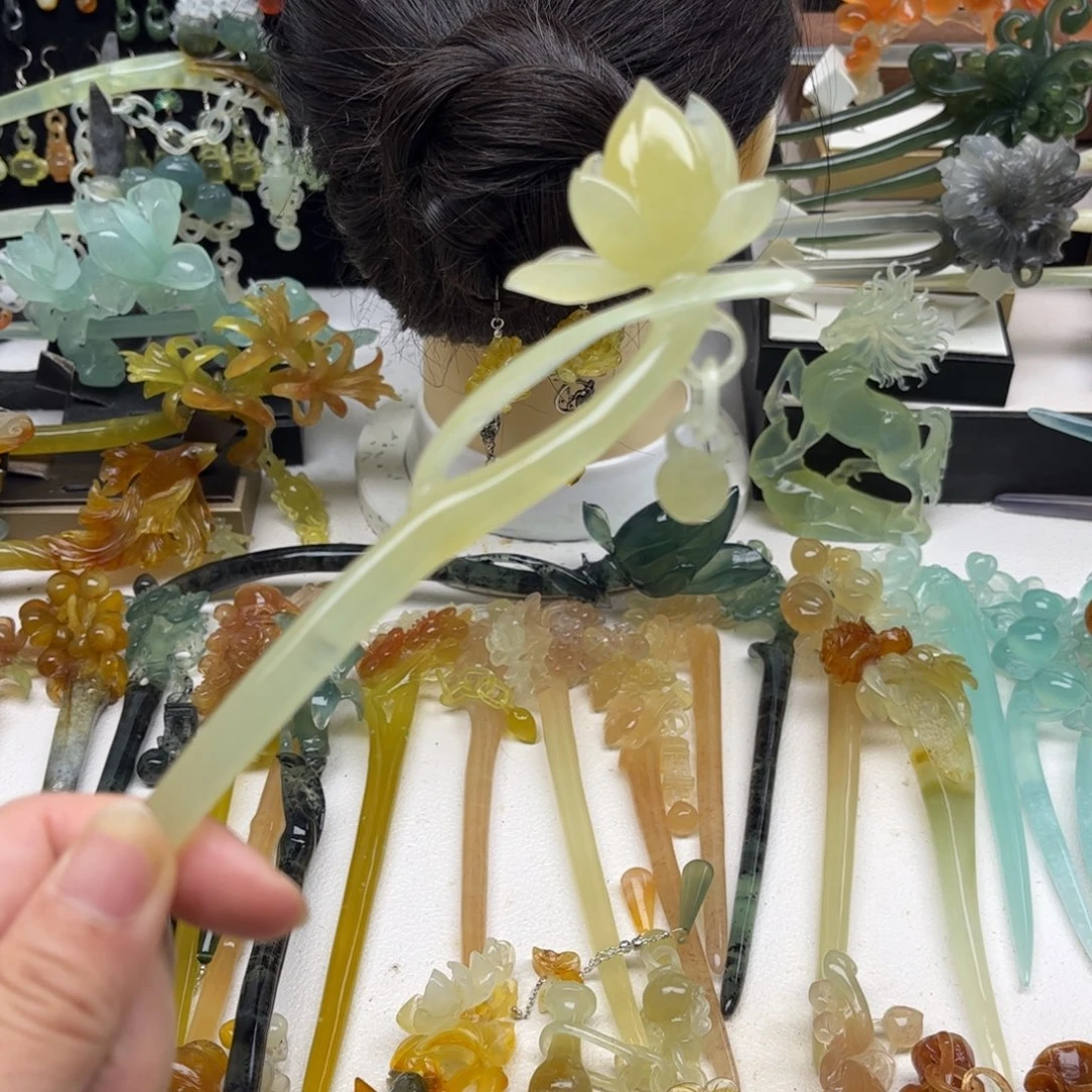 蛇纹石玉合金发簪