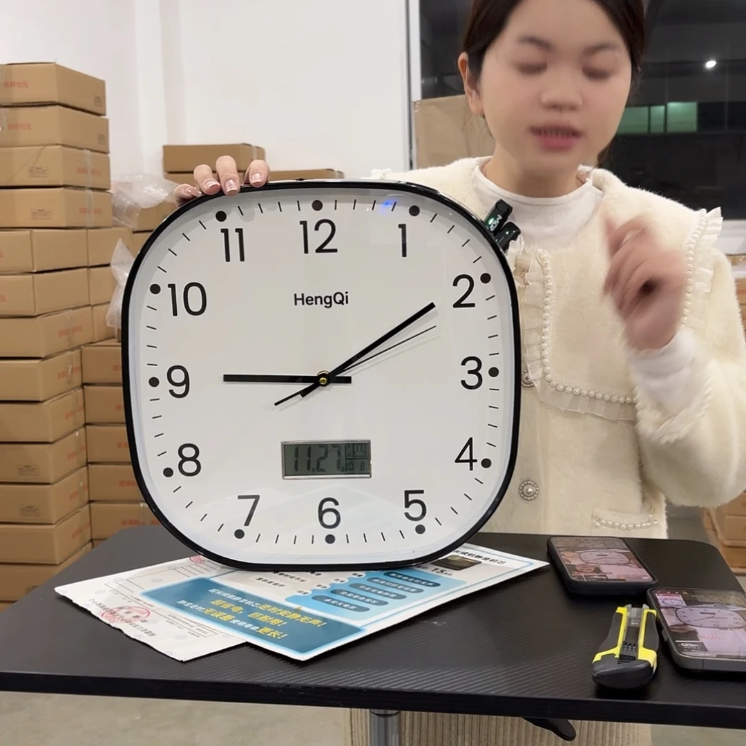 指针款14英寸方形黑框万年历