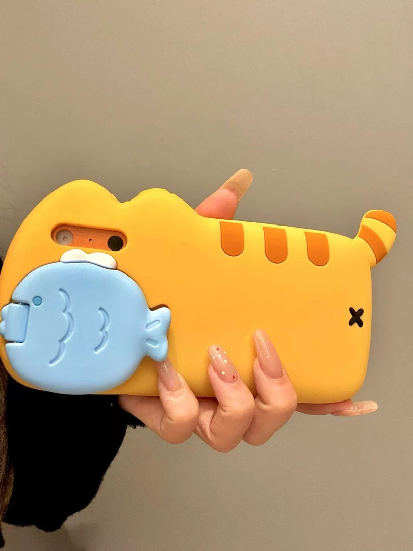 卡通蓝色鲷鱼烧猫咪适用iphone17promax苹果16pro手机壳15新款14