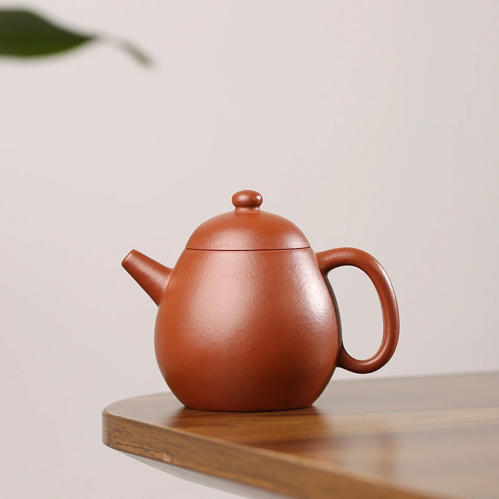 【一口价】光素器名家顾美云~龙蛋~生砂朱泥150cc 传统圆器全手工制