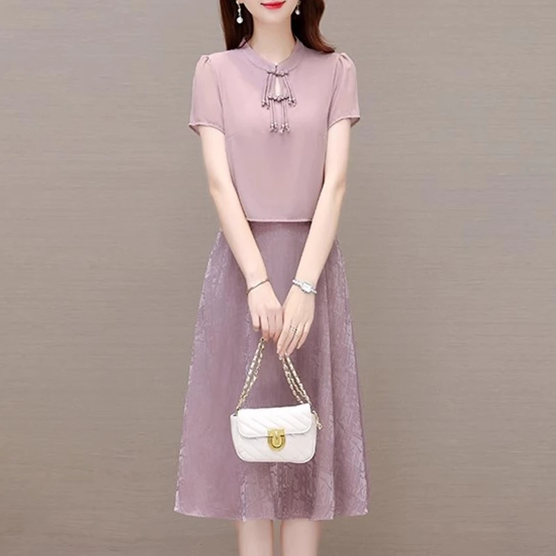 雪纺连衣裙女夏季2024新中式国风改良旗袍年轻款高端精致气质妈妈