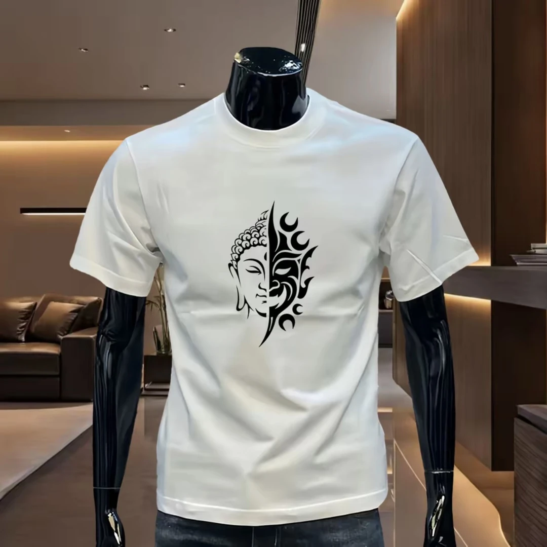 2025夏季国风重磅男士新款短袖休闲百搭舒适半袖圆领上衣T恤男装