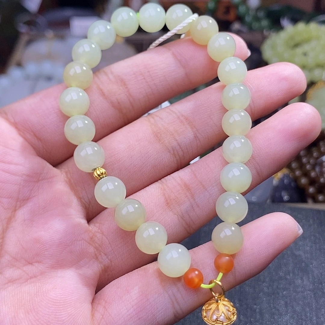 和田玉未镶嵌颈饰晴水精品福利串8mm
