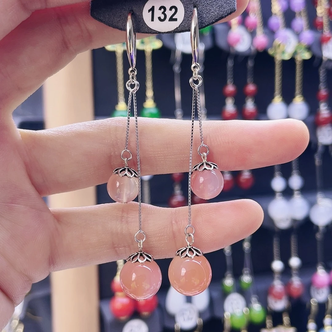 玛瑙/玉髓银S925镶嵌耳坠132号