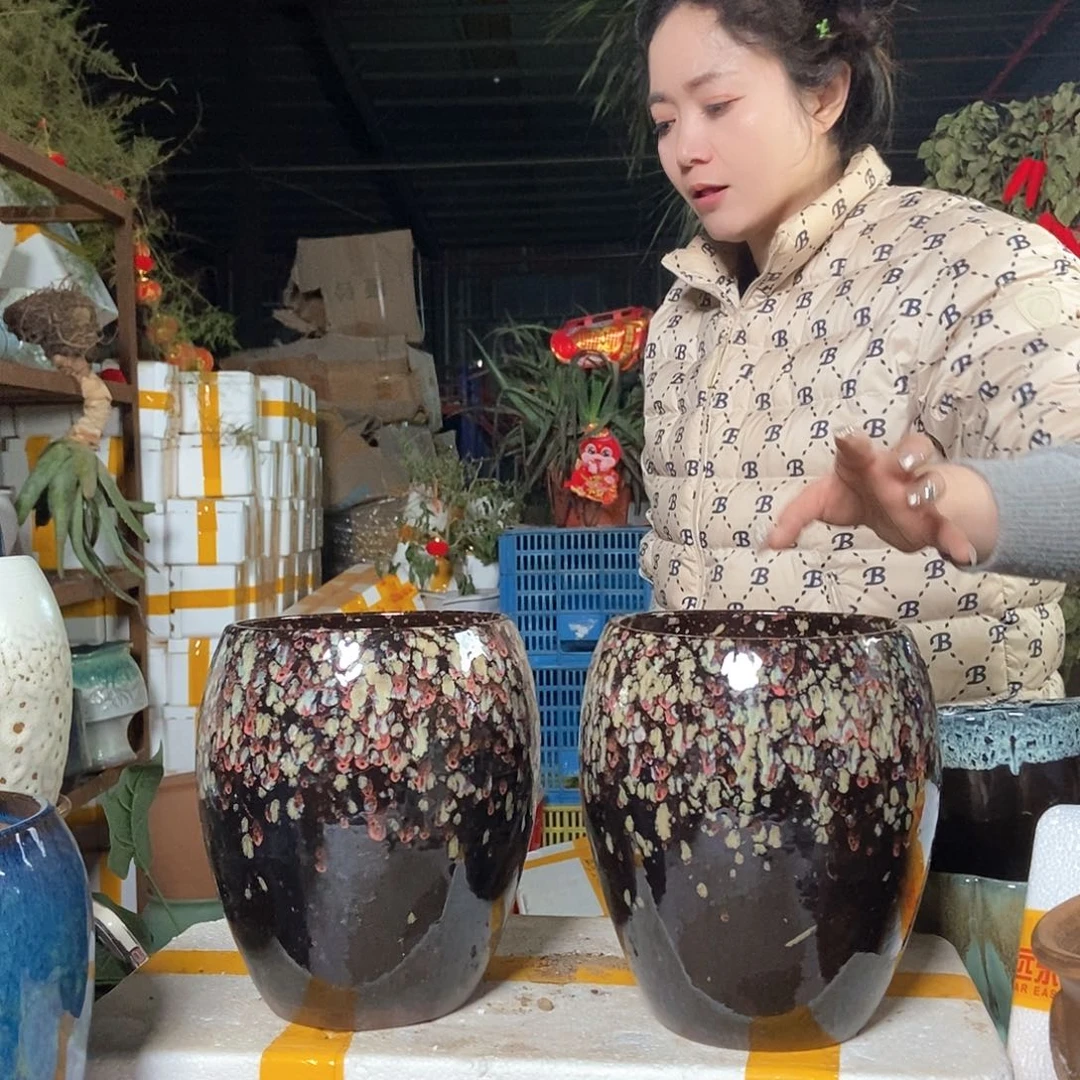 无铅玻璃花盆里栽松了