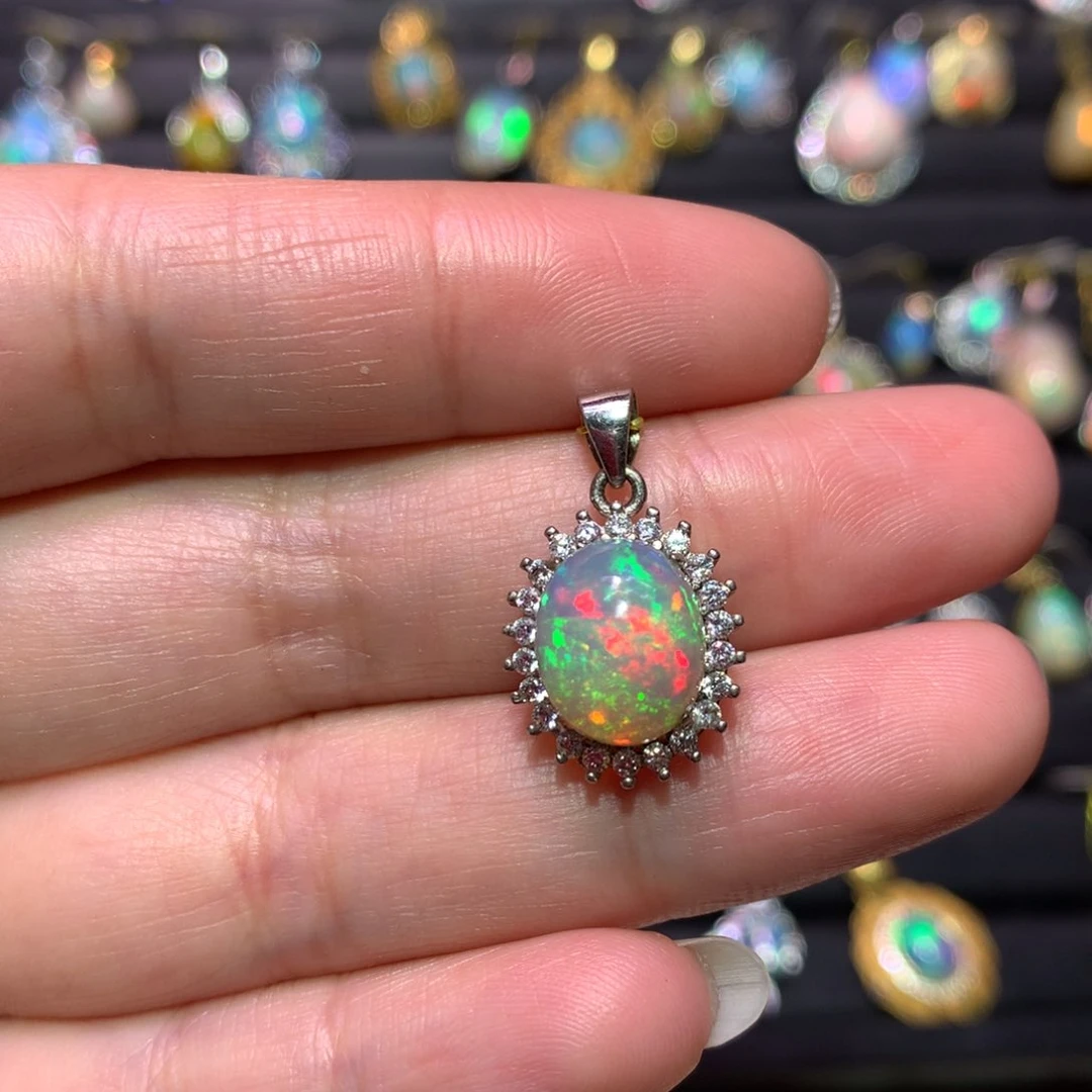 银S925镶嵌欧泊吊坠款式