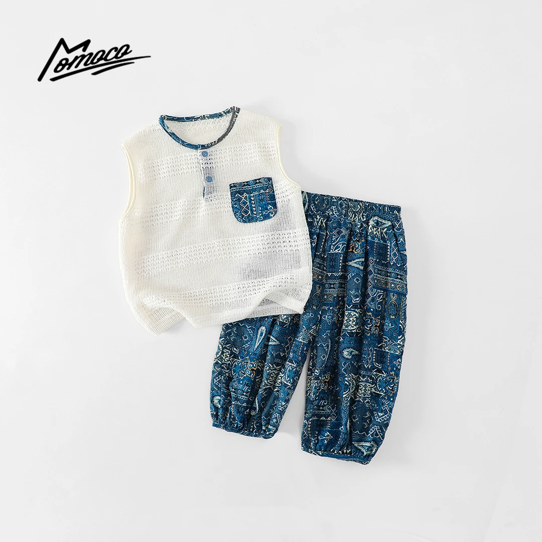 MOMOCO男童夏季新款民族风套装休闲无袖两件套77230578532