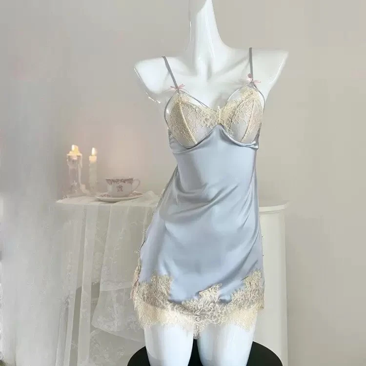 【80-130】大码镂空显瘦輕奢吊帶女士性感法式蕾丝睡裙夏季