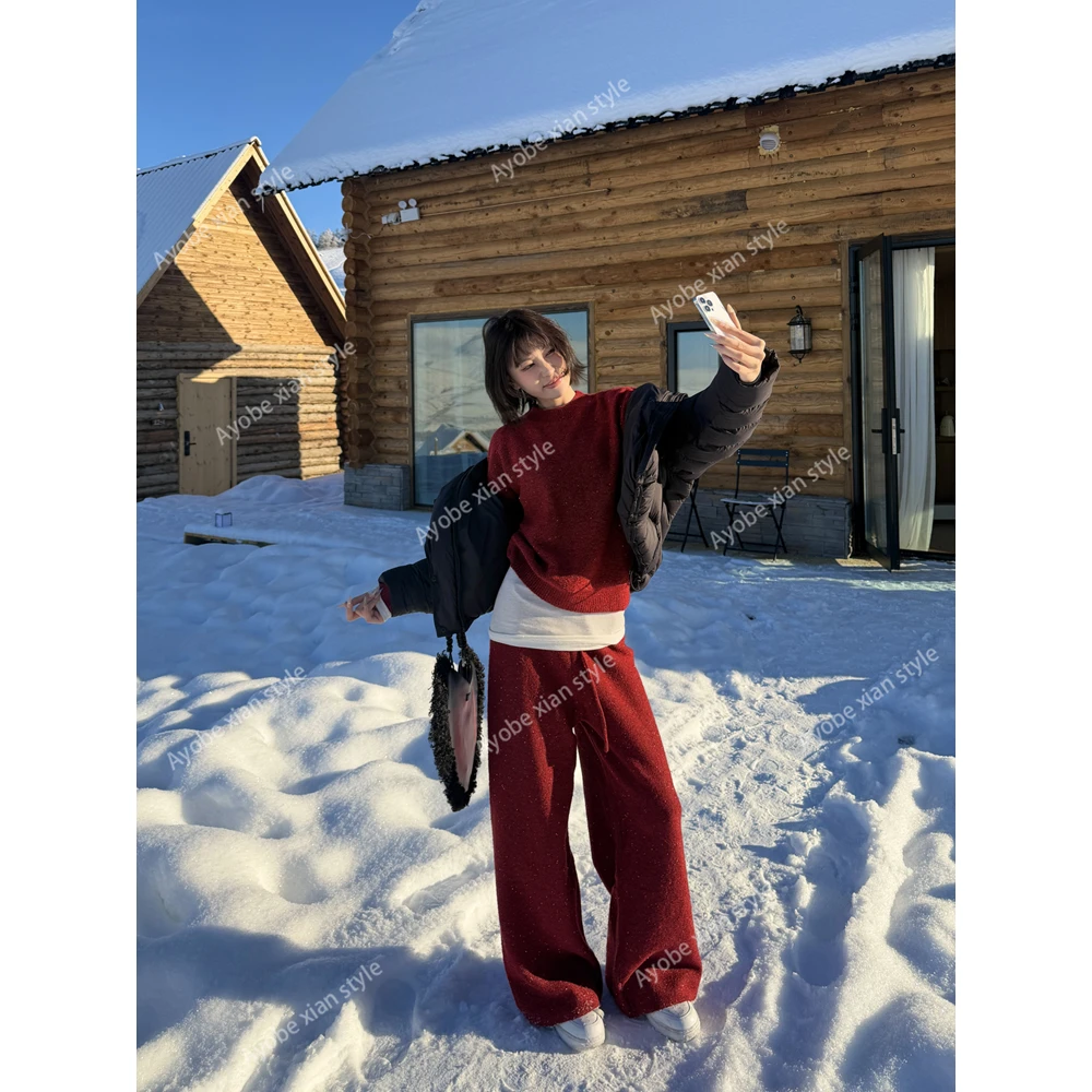 【AYOBE】小贤 精致小众特定岛津进口编织羊毛细闪珠片套装