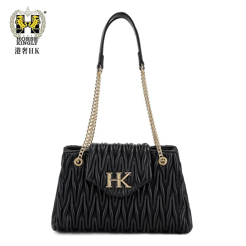 HorseKingly春秋新款女士单肩包时尚潮流绣线女包1078法式慵懒风