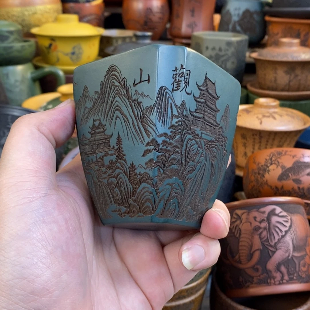 紫砂杯子宜兴全手工紫砂杯