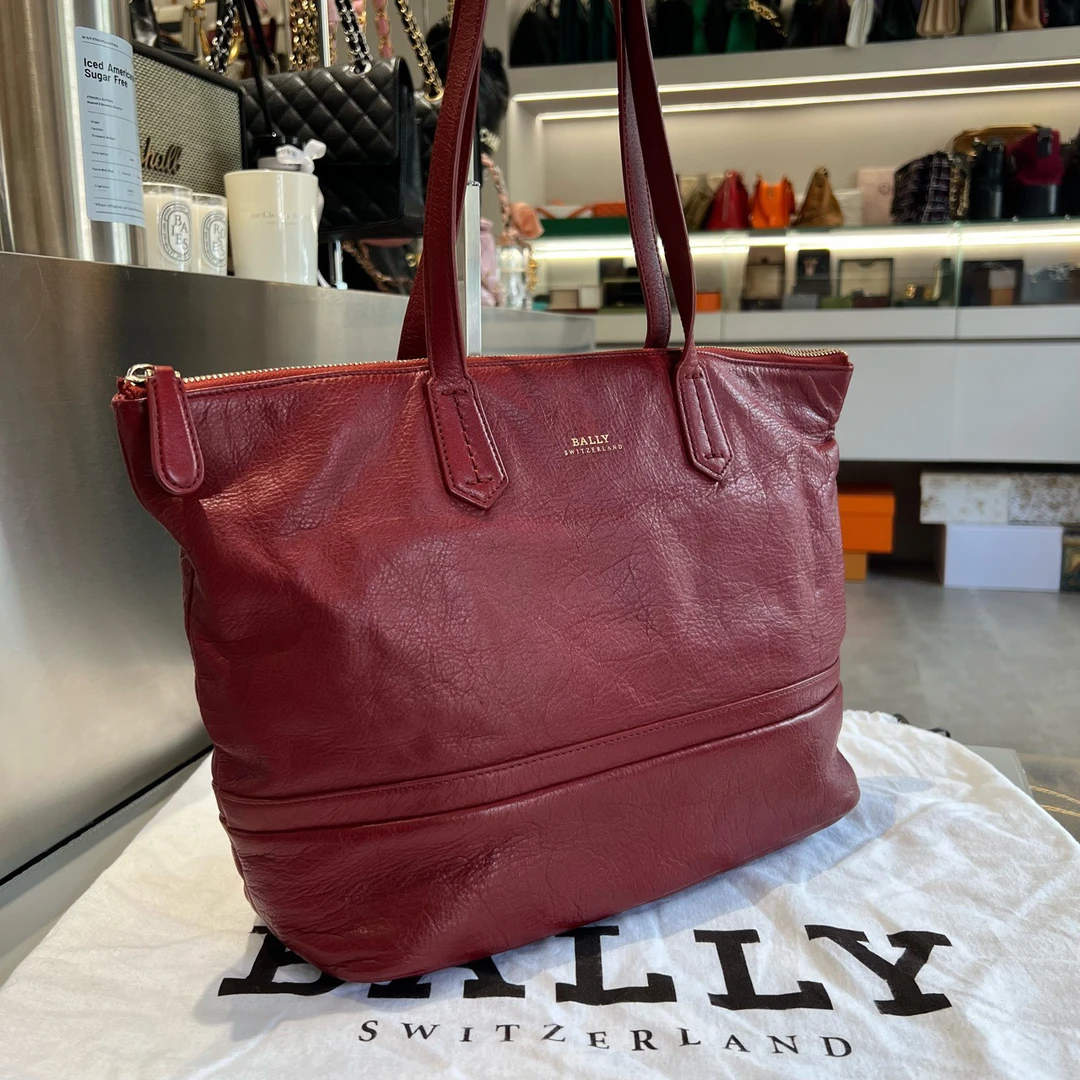 90新 BALLY/巴利 全牛皮单肩背包托特