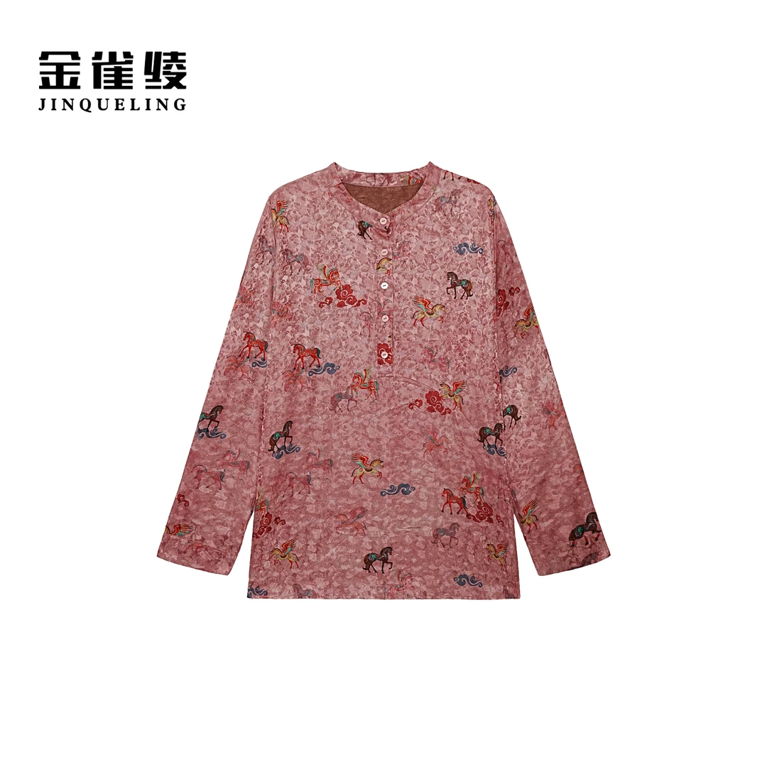 金雀绫【天马行空】香云纱100桑蚕丝提花工艺加宽加大衬衫SZA3SW788