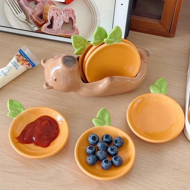 卡皮巴拉蘸料碟陶瓷调味碟烤肉调料碟小料小菜家用碟酱油醋小碟子