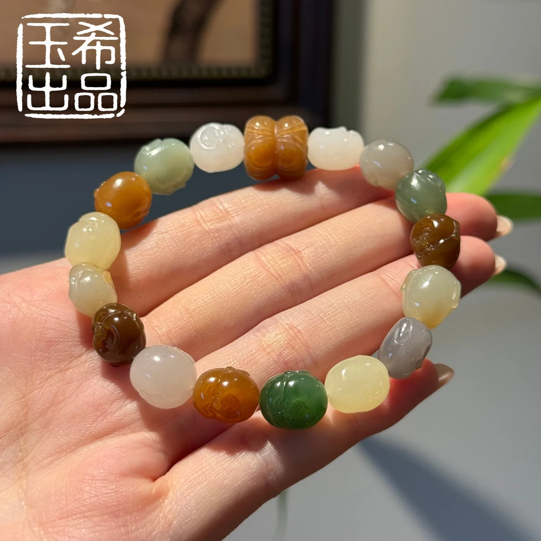 珍藏级 和田玉 佛头 多宝手串