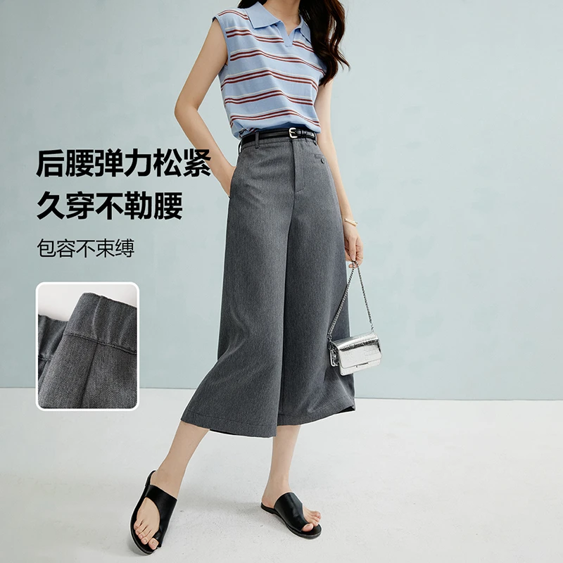 晚白【新品】百搭神裤2025夏裤子阔腿裤女【不含腰带】25042837