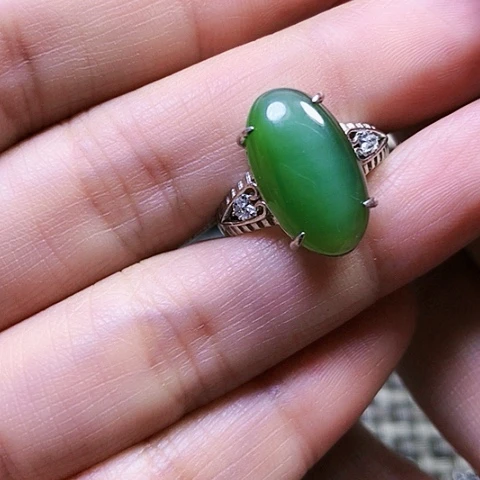 和田玉银S925镶嵌戒指