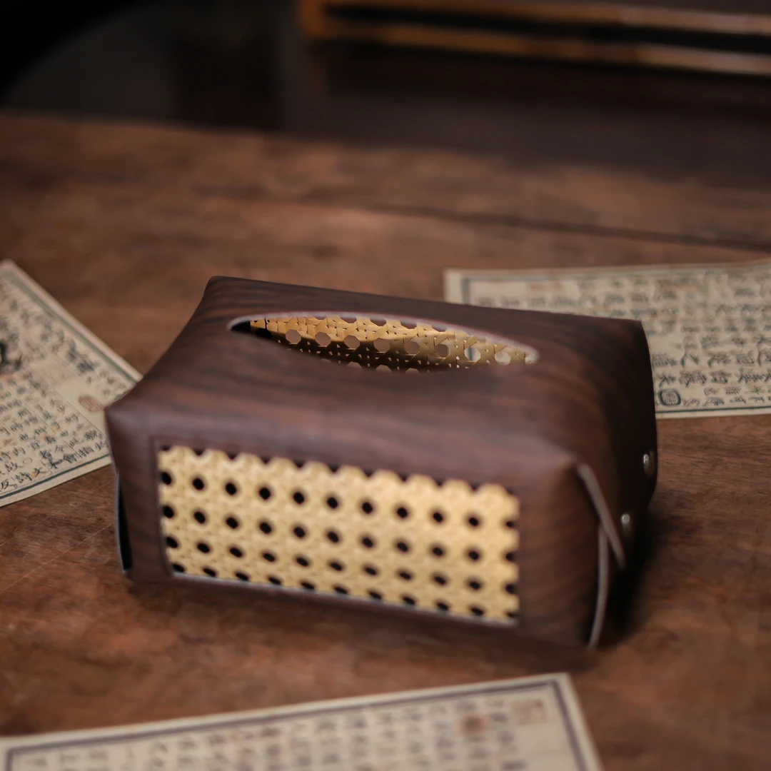 【斋居】深色皮革盒（N00038）茶道配件