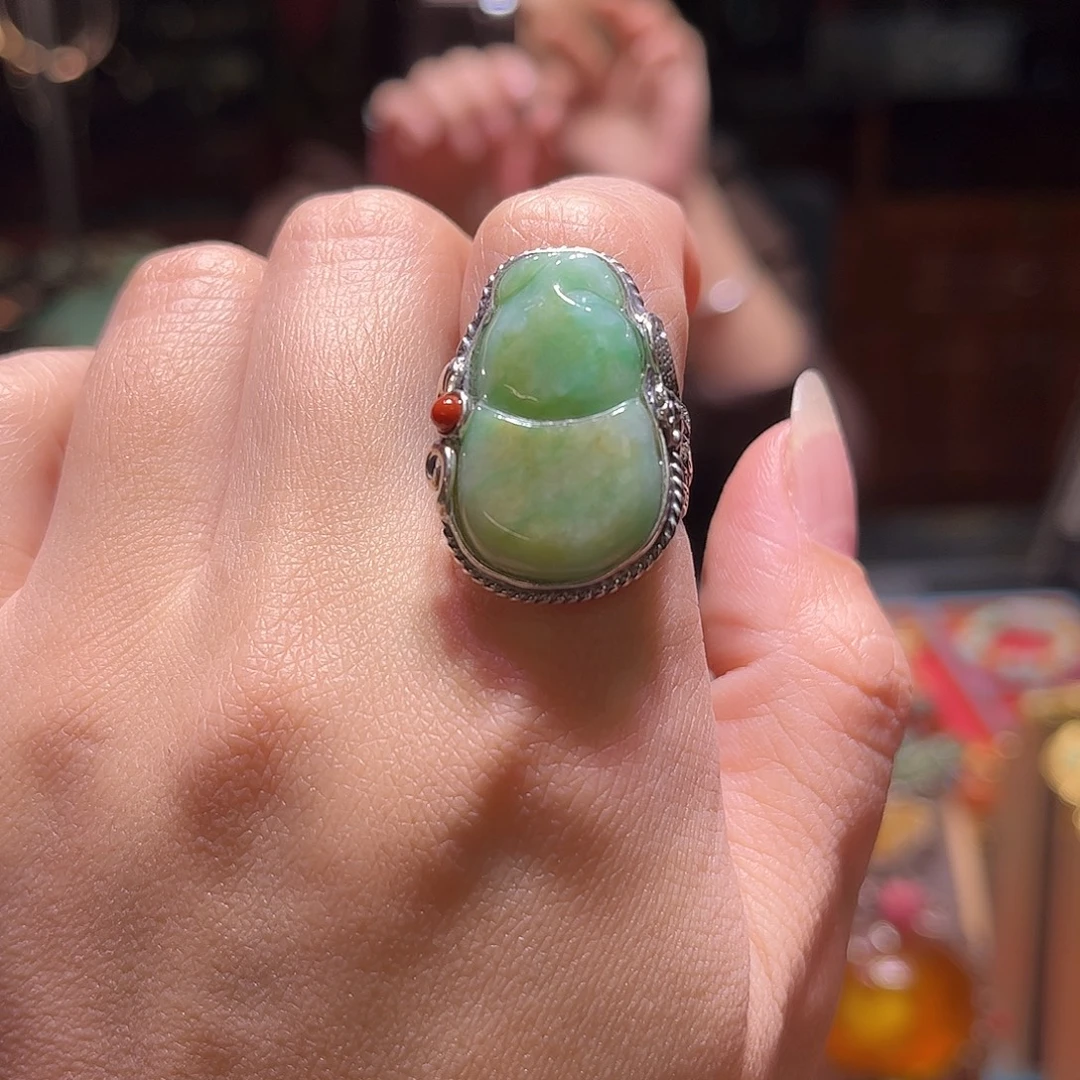 翡翠银S925镶嵌戒指福利款