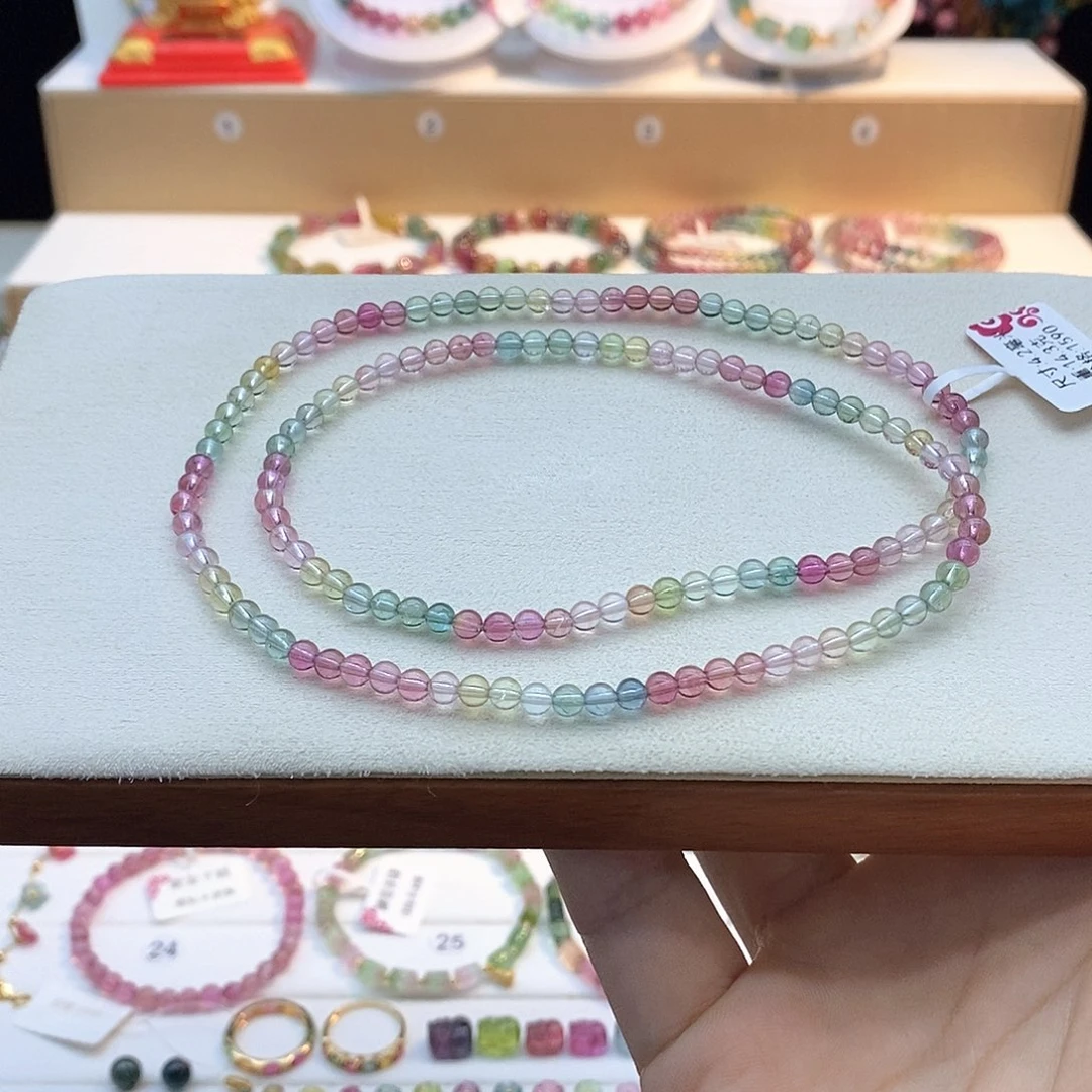 未镶嵌冰淇淋色三圈手链碧玺