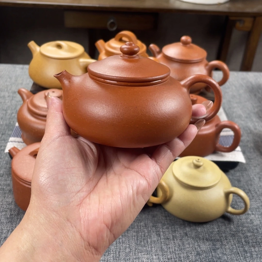 紫砂茶壶红降坡寒江全手纯红40目200