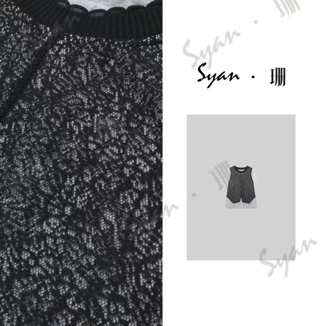 Syan【长乐词】2025夏新款洋气时尚轻奢拼接设计百搭休闲显瘦T恤