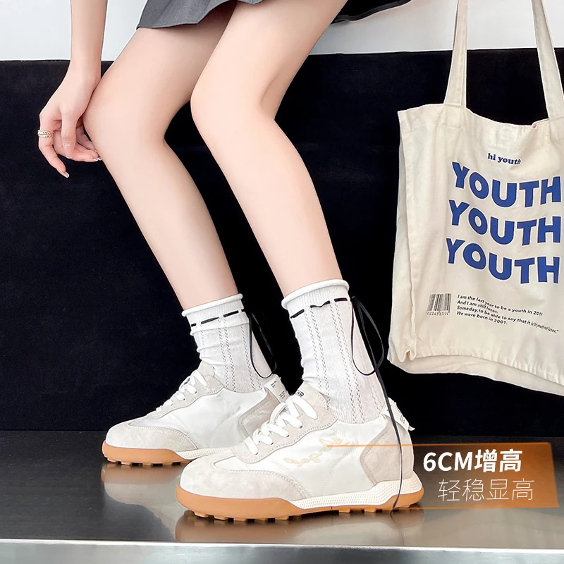 ZHR则则内增高猪皮革拼接休闲鞋爆款德训鞋EJ26H【交个朋友专属】