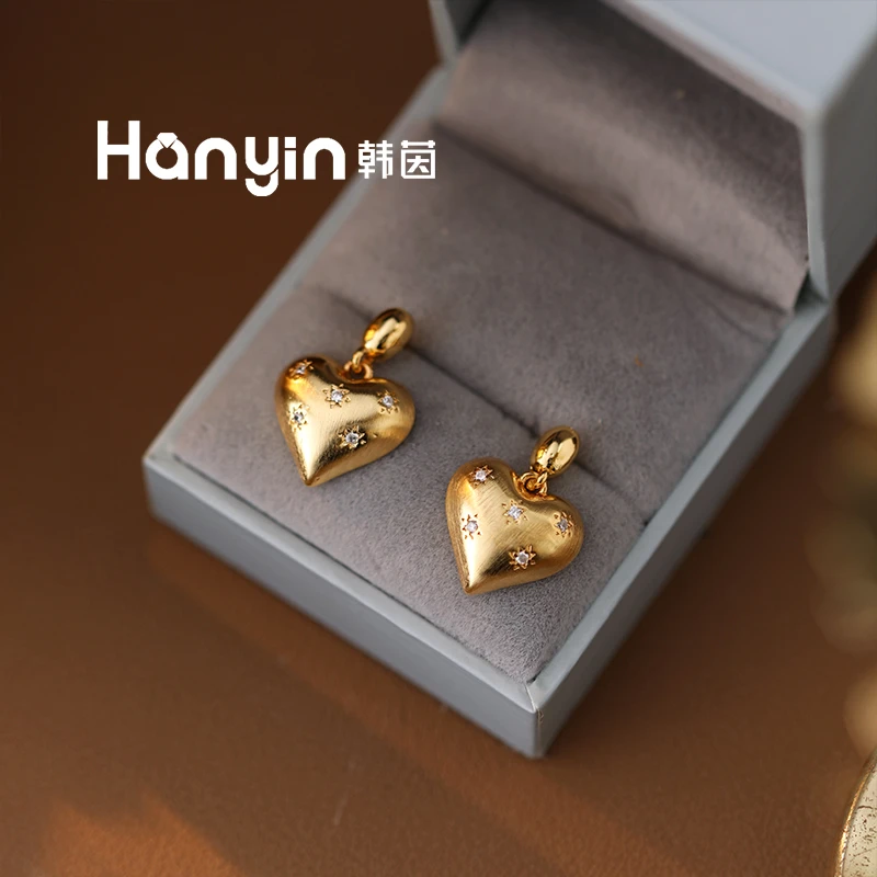 铜合金合成锆石耳饰 925银针爱心灵动百搭八芒星气质耳钉耳饰AAA