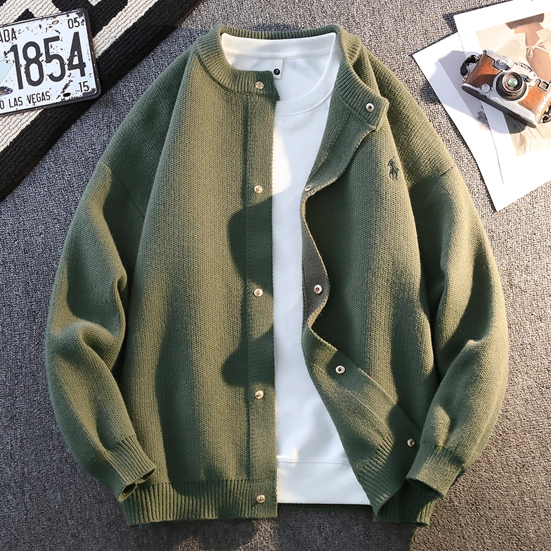 侨迪蒙拉潮牌针织开衫男装外套2025新款春秋季毛衣刺绣秋冬保暖