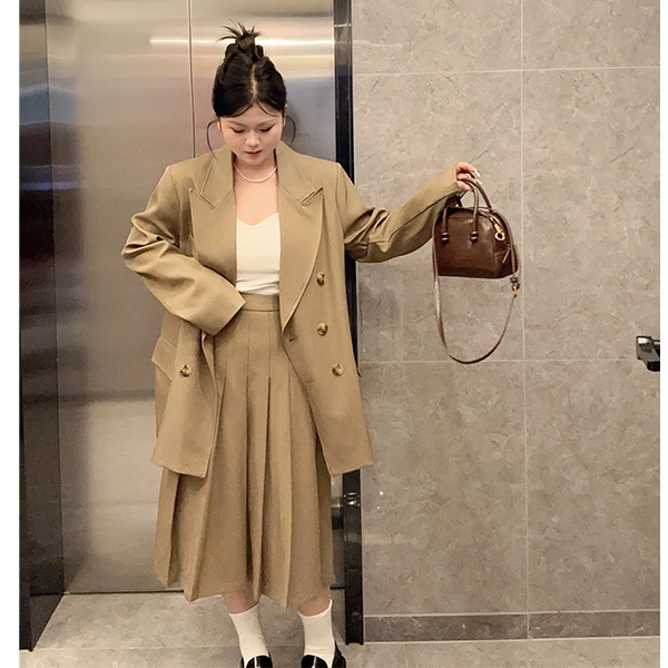 2025年早春季西装外套女蝴蝶结后开叉长裙子