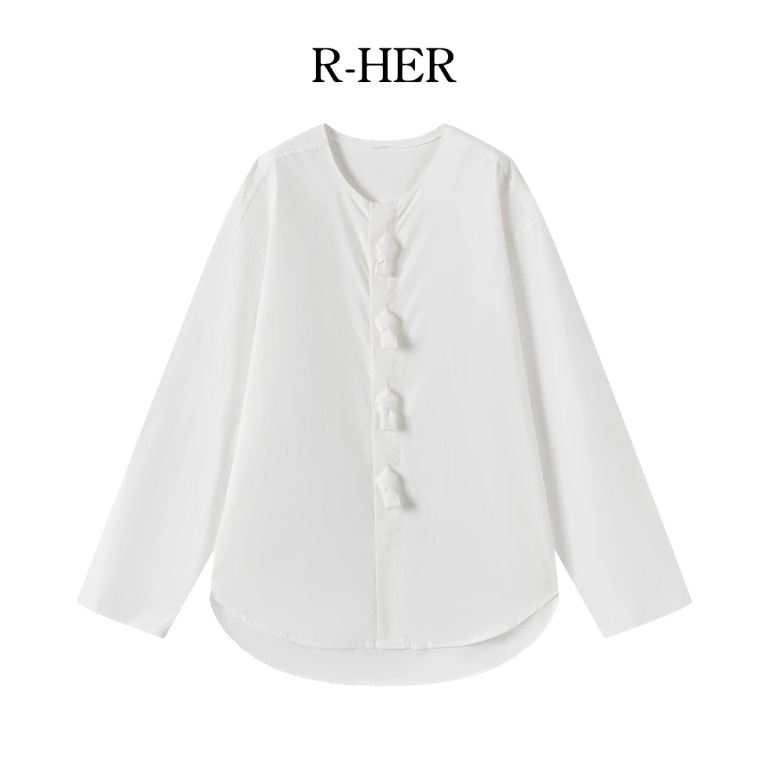 R-HER【雪染衬衫】夏季清凉气质白领衬衣千金清冷感贵系长袖衣服