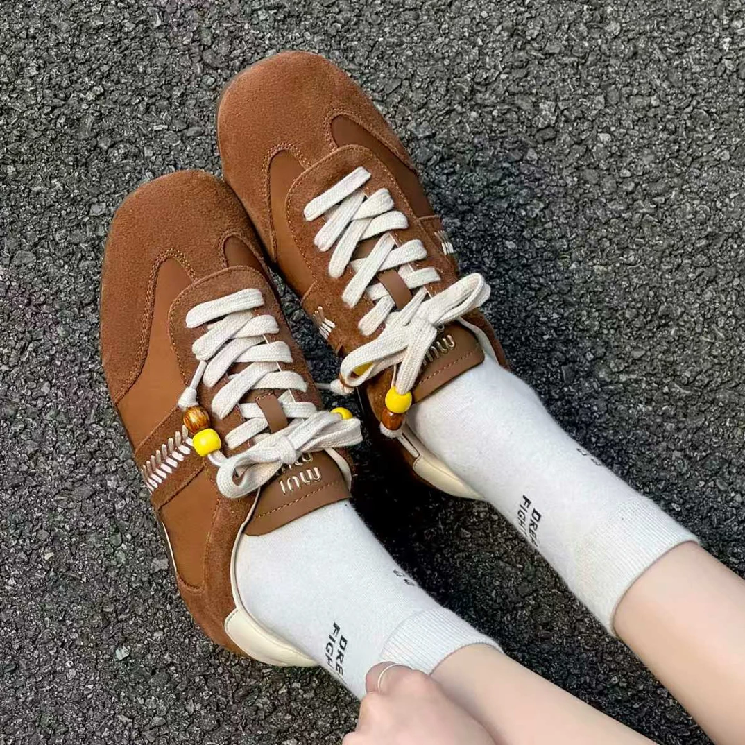 Dmy2868-8复古休闲女鞋圆头时尚时尚休闲鞋秋季德训鞋卡其